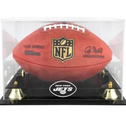 Display Cases^New York Jets Golden Classic Team Logo Football Display Case