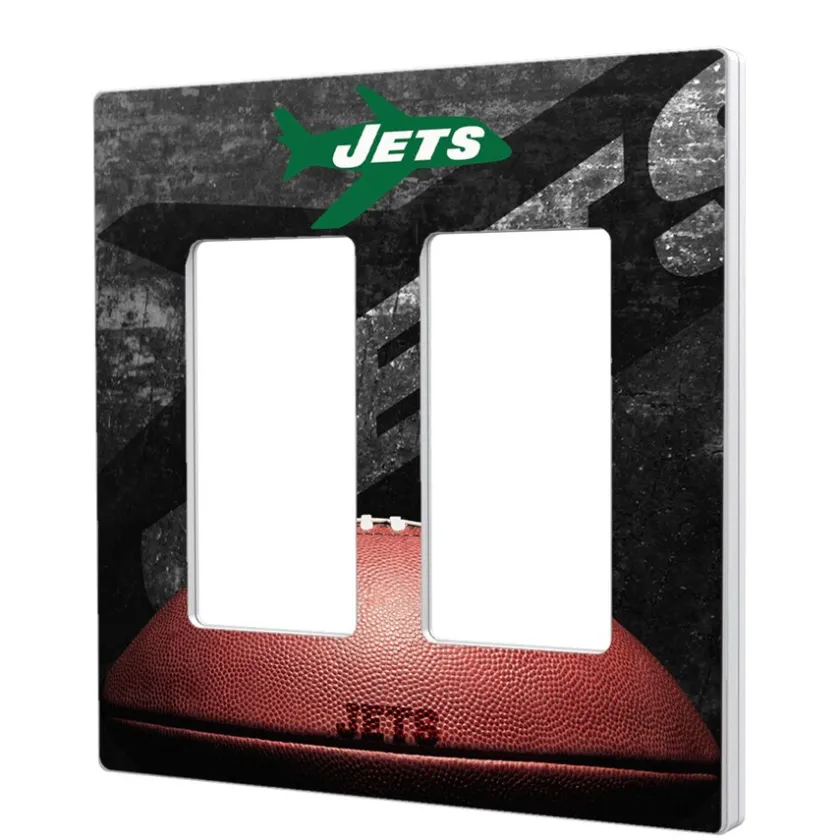 Lighting^New York Jets Legendary Design Double Rocker Lightswitch Plate