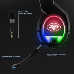 Music^New York Jets Logo Wireless Bluetooth Gaming Headphones & Stand