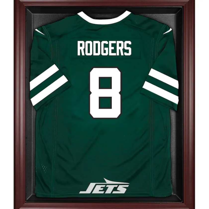 Display Cases^New York Jets Mahogany Framed Jersey Display Case