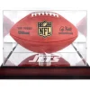 Display Cases^New York Jets Mahogany Team Logo Football Display Case