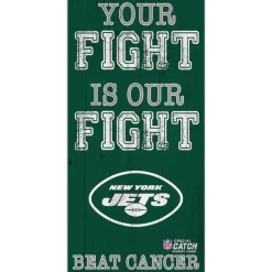 Wall Art|Wall Art^New York Jets NFL Crucial Catch 6'' X 12'' Your Fight Is Our Fight Beat Cancer Sign