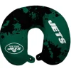 School Supplies|Travel^New York Jets Splatter Polyester Snap Closure Travel Pillow - Green