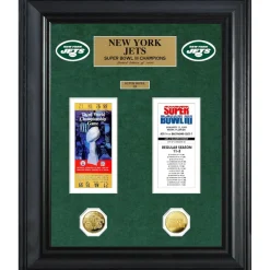 Plaques^New York Jets Super Bowl Ticket And Game Coin Collection Framed