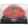 Display Cases^New York Jets Throwback Logo 1998 - 2018 Black Base Football Display Case