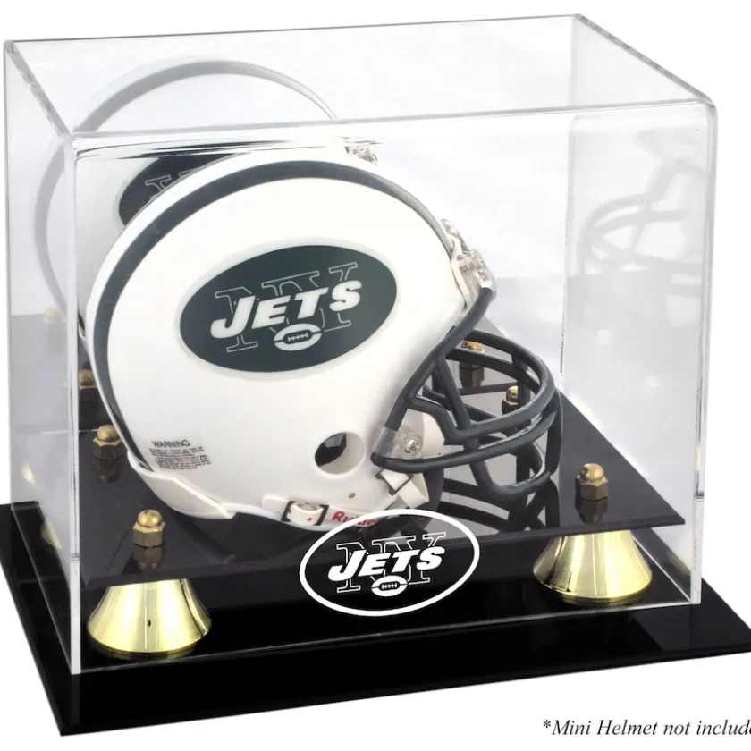 Display Cases^New York Jets Throwback Logo 1998 - 2018 Mini Helmet Display Case