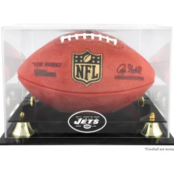 Display Cases^New York Jets Throwback Logo 1998 - 2018 Team Logo Football Display Case