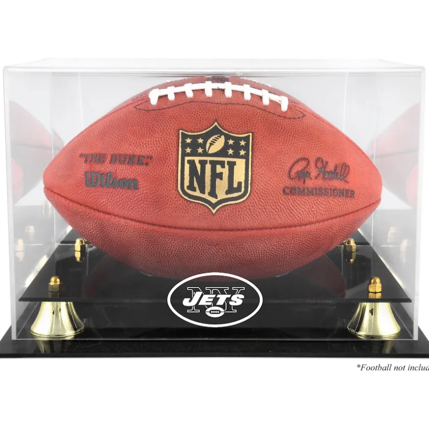 Display Cases^New York Jets Throwback Logo 1998 - 2018 Team Logo Football Display Case