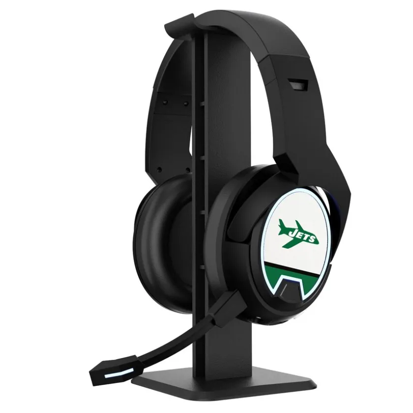 Music^New York Jets Throwback Logo Wireless Bluetooth Gaming Headphones & Stand