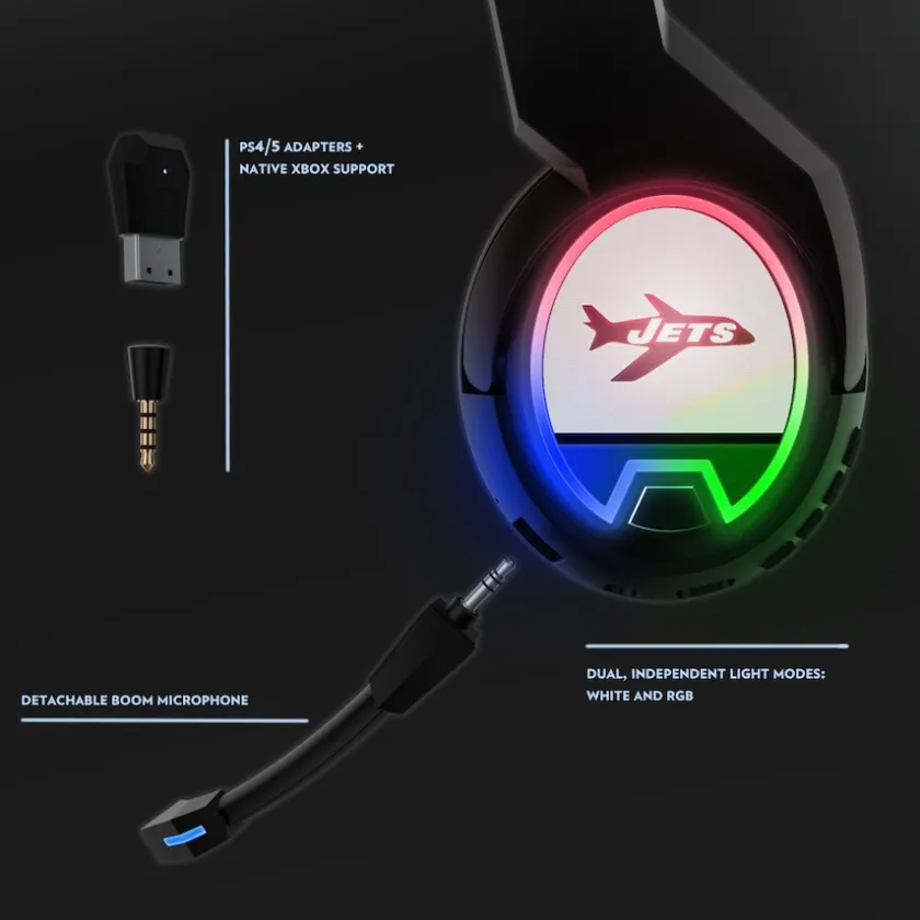Music^New York Jets Throwback Logo Wireless Bluetooth Gaming Headphones & Stand