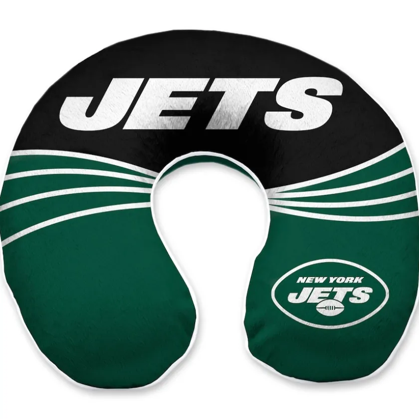 School Supplies|Travel^New York Jets Wave Memory Foam U-Neck Travel Pillow - Green