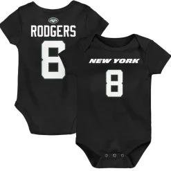 Rompers^New York Jets Newborn & Infant Aaron Rodgers Black Mainliner Player Name & Number Bodysuit