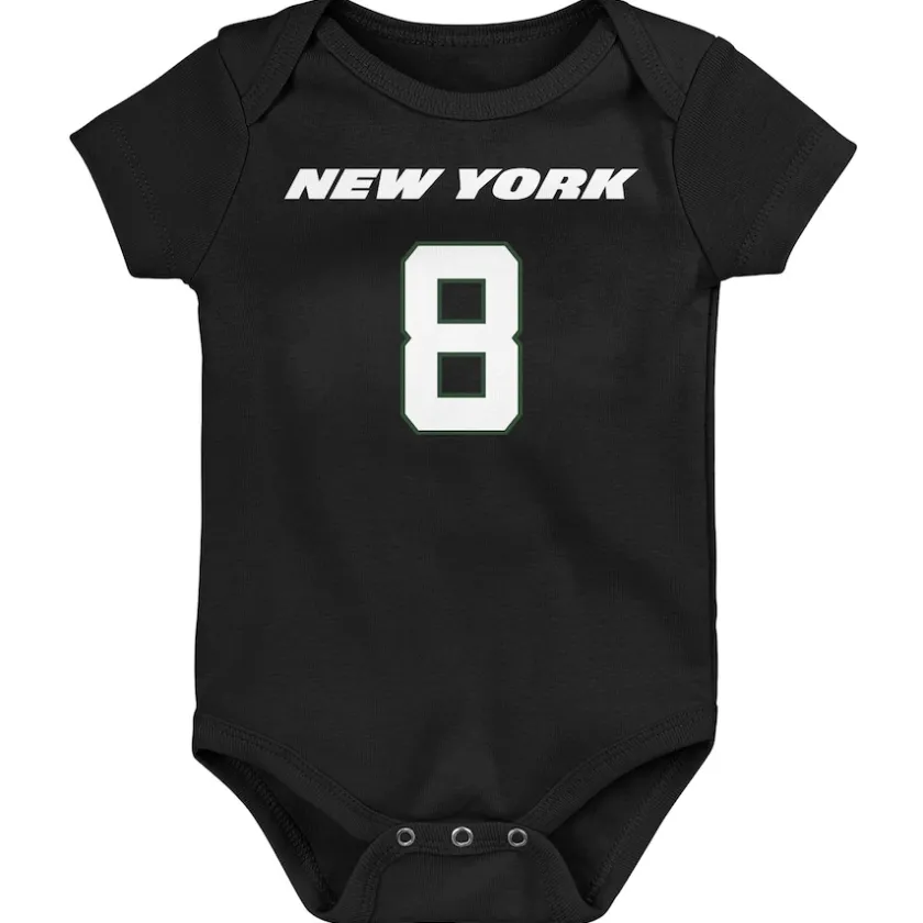 Rompers^New York Jets Newborn & Infant Aaron Rodgers Black Mainliner Player Name & Number Bodysuit
