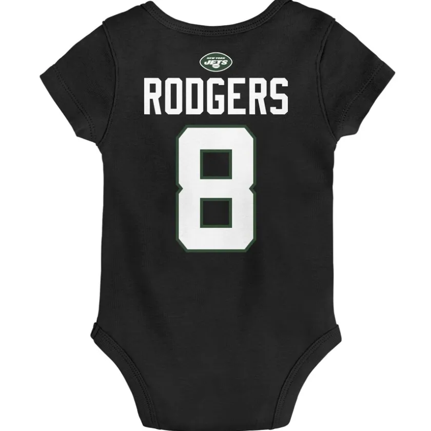 Rompers^New York Jets Newborn & Infant Aaron Rodgers Black Mainliner Player Name & Number Bodysuit