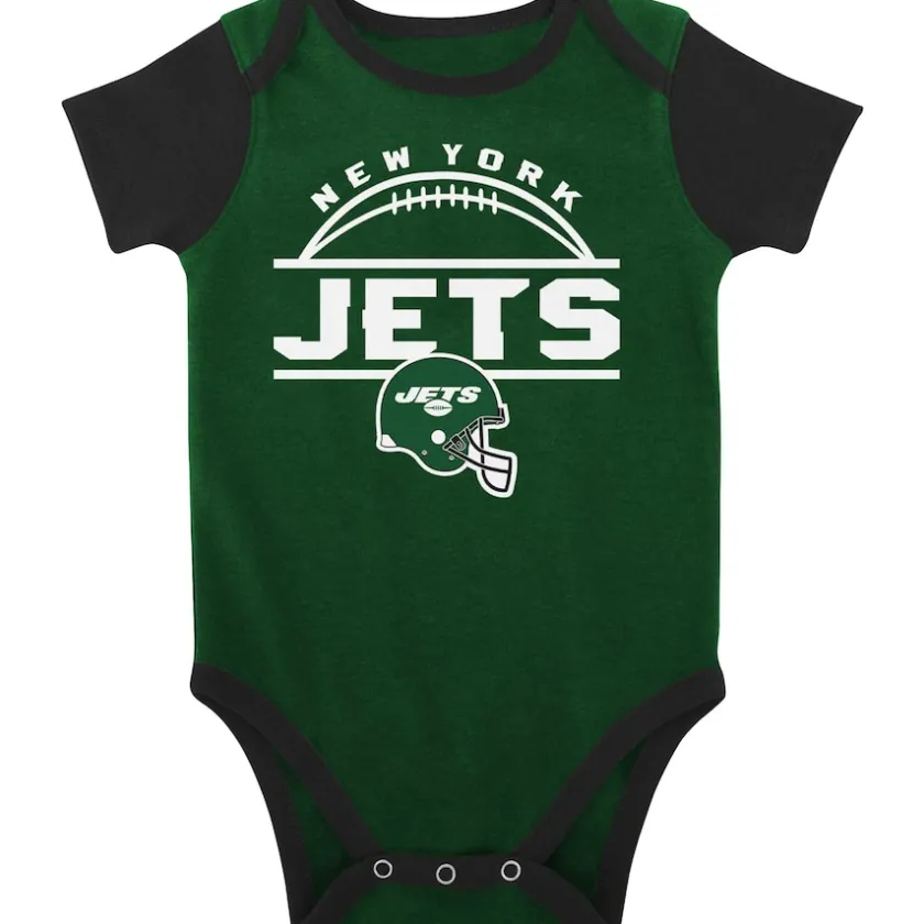 Rompers^New York Jets Newborn & Infant Green/Black Home Field Advantage Three-Piece Bodysuit, Bib & Booties Set