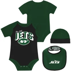 Rompers|Shorts & Pants^New York Jets Newborn & Infant Dynamic Duo Bodysuit, Bib & Knit Hat Set