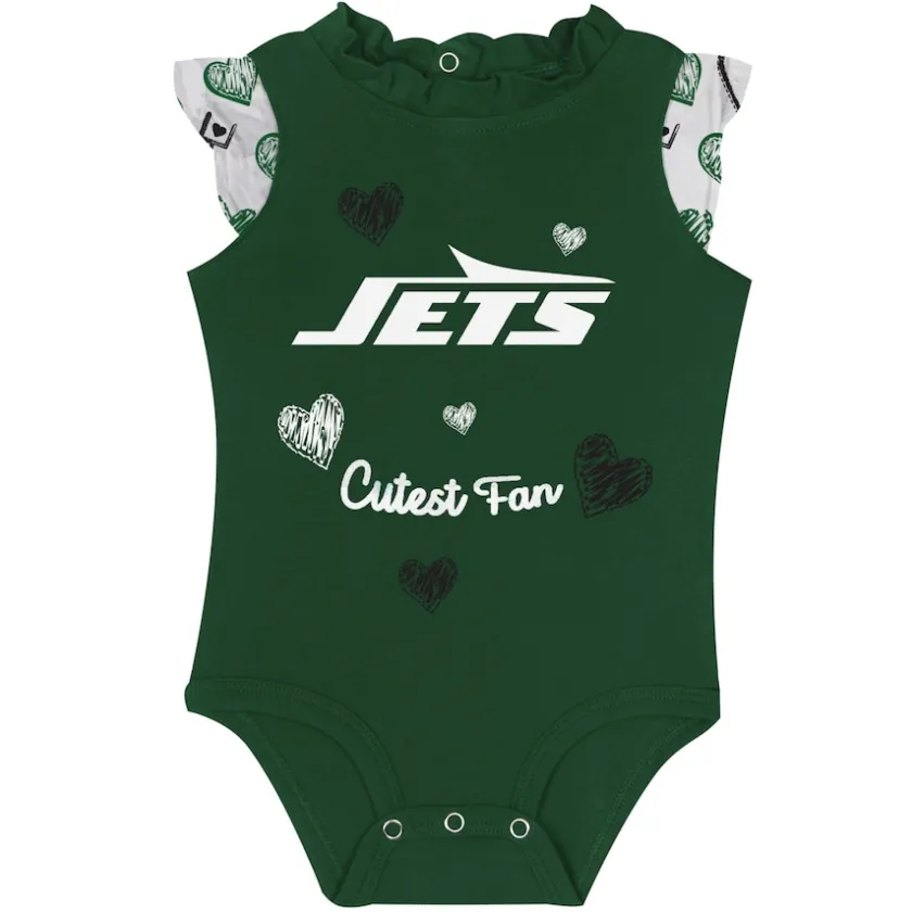 Rompers^New York Jets Newborn & Infant Happy Hearts 2-Piece Bodysuit Set