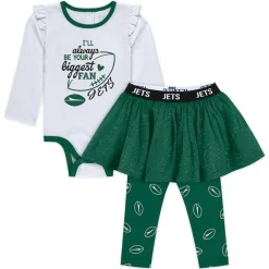 Rompers|Shorts & Pants^New York Jets Newborn & Infant WEAR By Erin Andrews Three-Piece Long Sleeve Bodysuit, Tutu And Sweatpants Set
