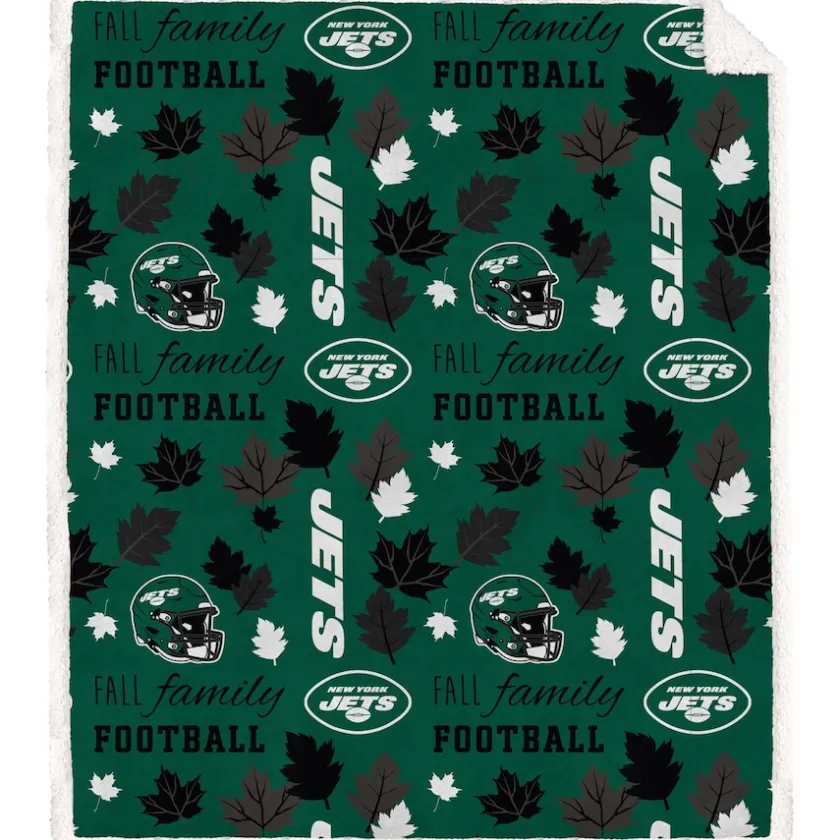Holiday Items|Holiday Decorations^New York Jets Pegasus 60" X 70" Fall, Family & Football Flannel Fleece Sherpa Blanket