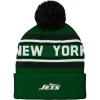 Hats|Kids^New York Jets Preschool Green Jacquard Cuffed Knit Hat With Pom