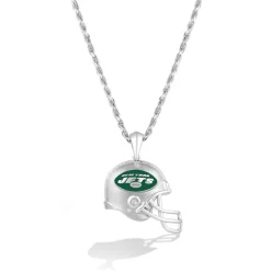 Accessories|Jewelry^New York Jets True Fan Silver 1/20 CT. T.W. Diamond Helmet Necklace