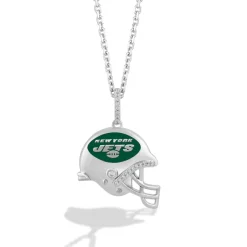 Accessories|Jewelry^New York Jets True Fan Silver Helmet Pendant Necklace