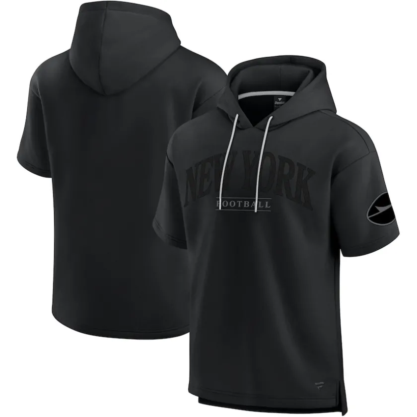 Short Sleeved^New York Jets Unisex Fanatics Black Elements Ready Short Sleeve Pullover Hoodie