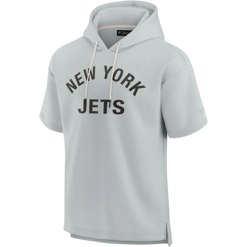 Sweatshirts & Fleece|Men^New York Jets Unisex Fanatics Gray Elements Super Soft Fleece Short Sleeve Pullover Hoodie