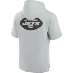 Sweatshirts & Fleece|Men^New York Jets Unisex Fanatics Gray Elements Super Soft Fleece Short Sleeve Pullover Hoodie