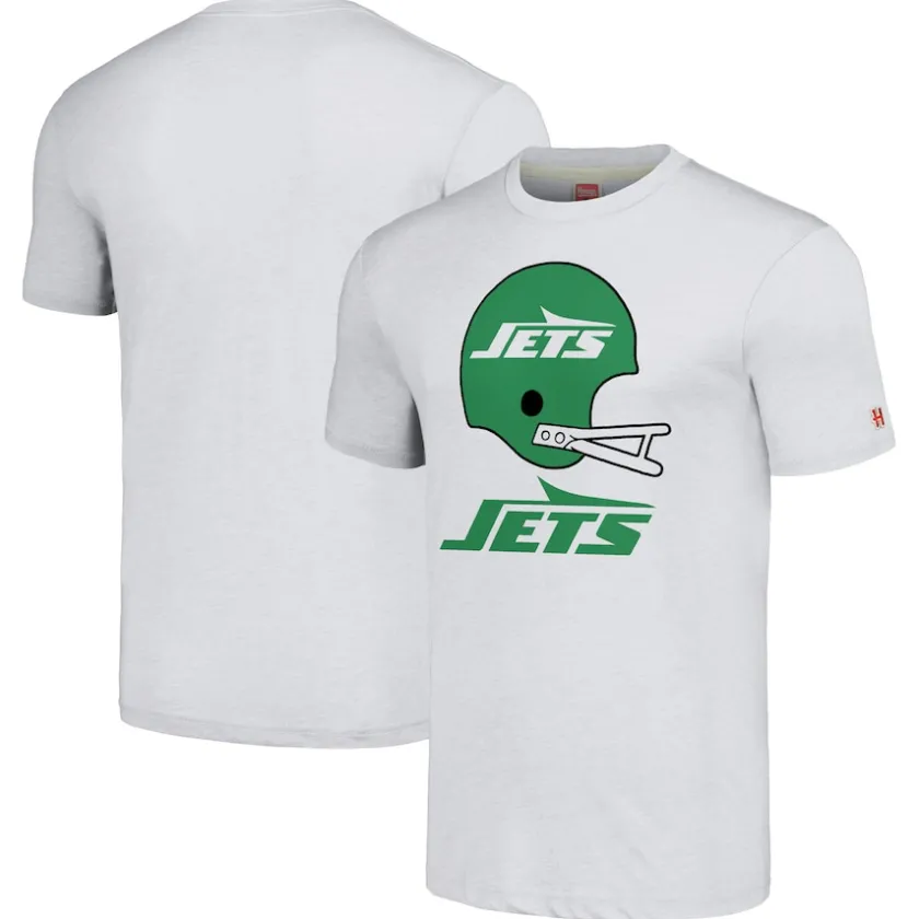 T-Shirts|Women^New York Jets Unisex Homage White Big Helmet Tri-Blend T-Shirt