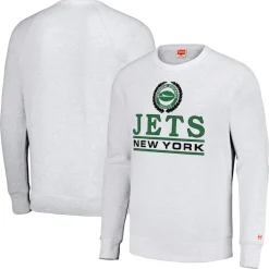 Sweatshirts & Fleece|Men^New York Jets Unisex Homage White Crest Tri-Blend Crewneck Pullover Sweatshirt