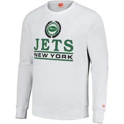 Sweatshirts & Fleece|Men^New York Jets Unisex Homage White Crest Tri-Blend Crewneck Pullover Sweatshirt