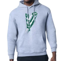 Sweatshirts & Fleece|Women^New York Jets Unisex Starter Heather Gray Color Scratch Fleece Pullover Hoodie