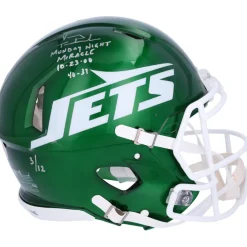 Autographed Items|Helmets^New York Jets Vinny Testaverde Autographed Riddell Speed Authentic Helmet With Monday Night Miracle Inscriptions - Limited Edition Of 12