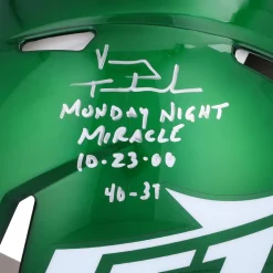 Autographed Items|Helmets^New York Jets Vinny Testaverde Autographed Riddell Speed Authentic Helmet With Monday Night Miracle Inscriptions - Limited Edition Of 12
