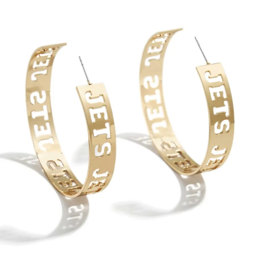 Accessories|Jewelry^New York Jets WEAR By Erin Andrews X Baublebar Gold Large Cutout Hoop Earrings