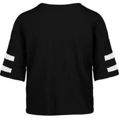 T-Shirts|Women^New York Jets Women's '47 Black Double Header Scout Cropped V-Neck T-Shirt