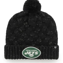 Hats|Women^New York Jets Women's '47 Black Fiona Logo Cuffed Knit Hat With Pom