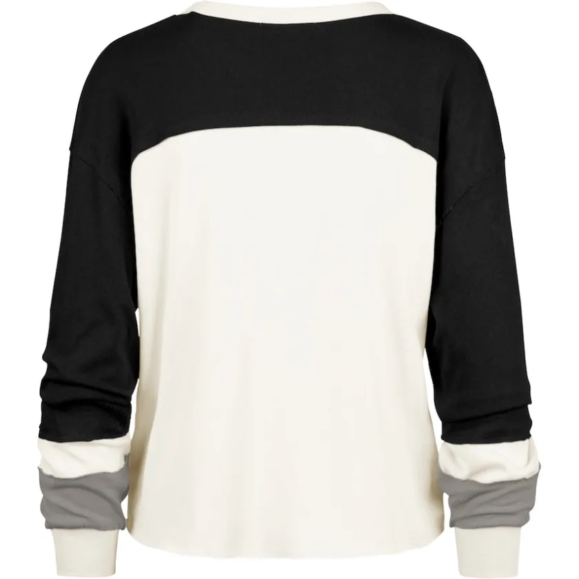 T-Shirts|Women^New York Jets Women's '47 Cream Double Header Curve Raglan Long Sleeve Crop Top