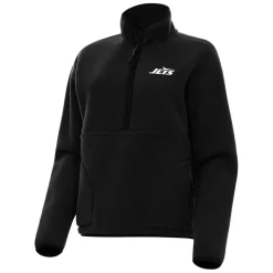 Jackets|Sweatshirts & Fleece^New York Jets Women's Antigua Black Figure Quarter-Zip Pullover Top