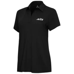 Polos^New York Jets Women's Antigua Black Era V-Neck Polo
