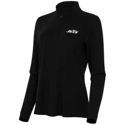 Jackets|Sweatshirts & Fleece^New York Jets Women's Antigua Black Intent Quarter-Zip Sweatshirt