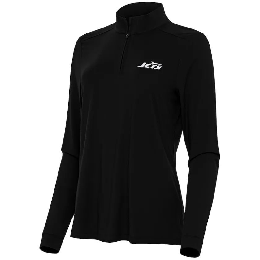 Jackets|Sweatshirts & Fleece^New York Jets Women's Antigua Black Intent Quarter-Zip Sweatshirt