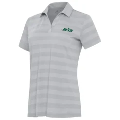 Polos^New York Jets Women's Antigua Gray Tunnel Polo