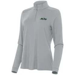 Sweatshirts & Fleece|Women^New York Jets Women's Antigua Gray Intent Quarter-Zip Sweatshirt