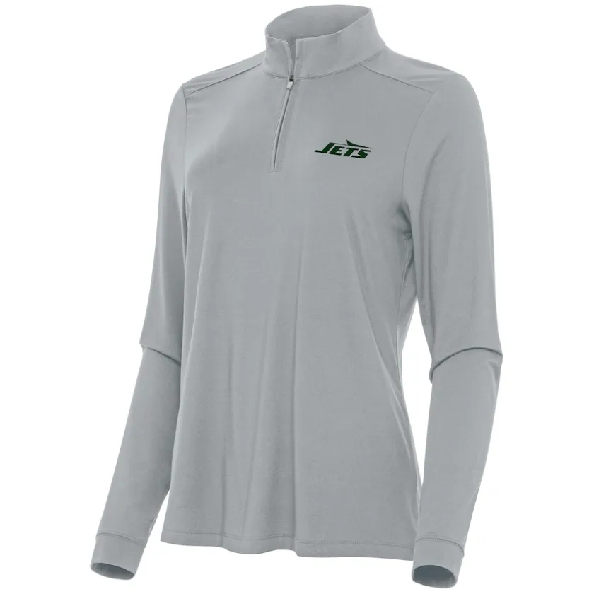 Sweatshirts & Fleece|Women^New York Jets Women's Antigua Gray Intent Quarter-Zip Sweatshirt