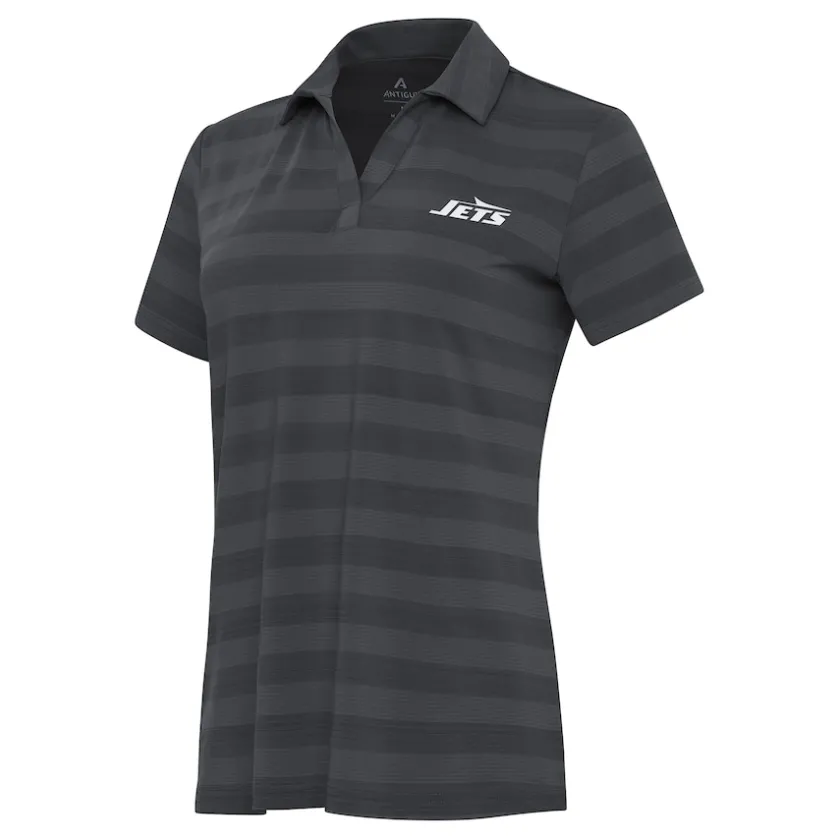 Polos^New York Jets Women's Antigua Pewter Tunnel Polo