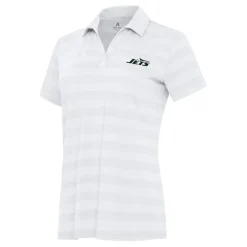 Polos^New York Jets Women's Antigua White Tunnel Polo