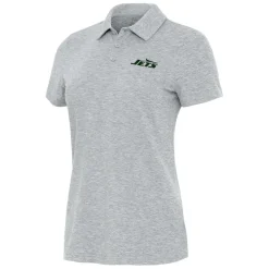 Polos^New York Jets Women's Antigua Heather Gray Matter Polo