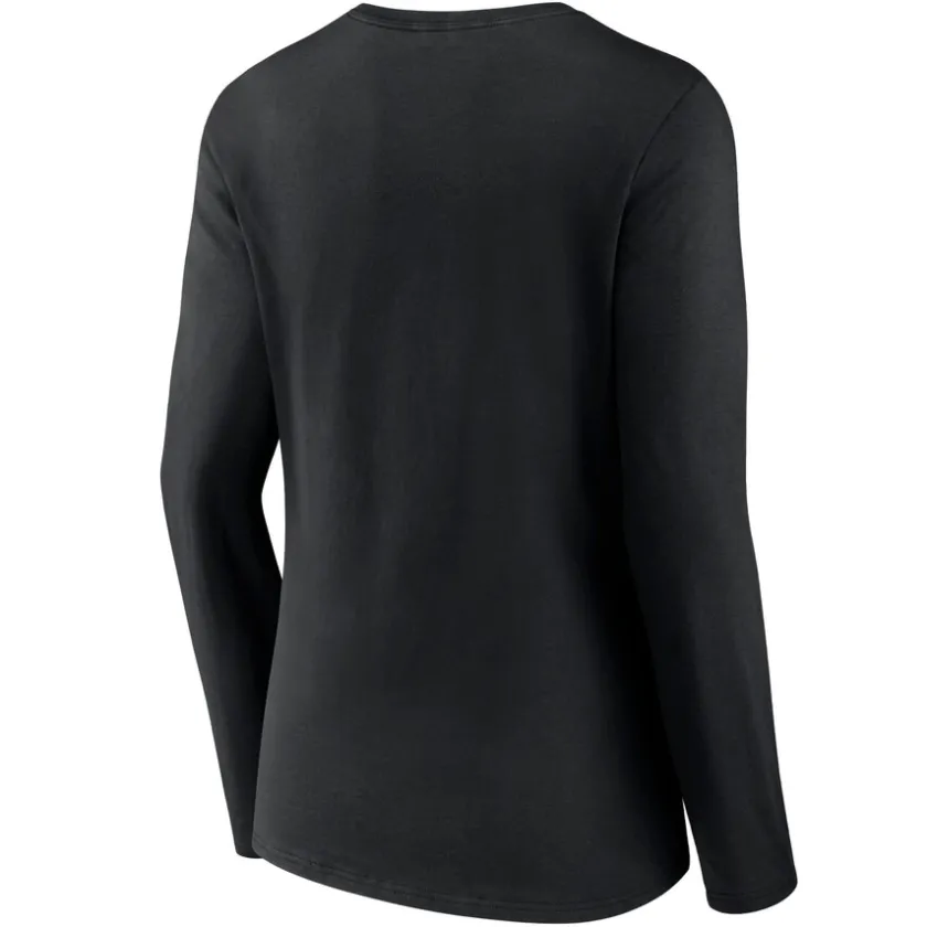 T-Shirts|Women^New York Jets Women's Black Logo Team Lockup Long Sleeve V-Neck T-Shirt